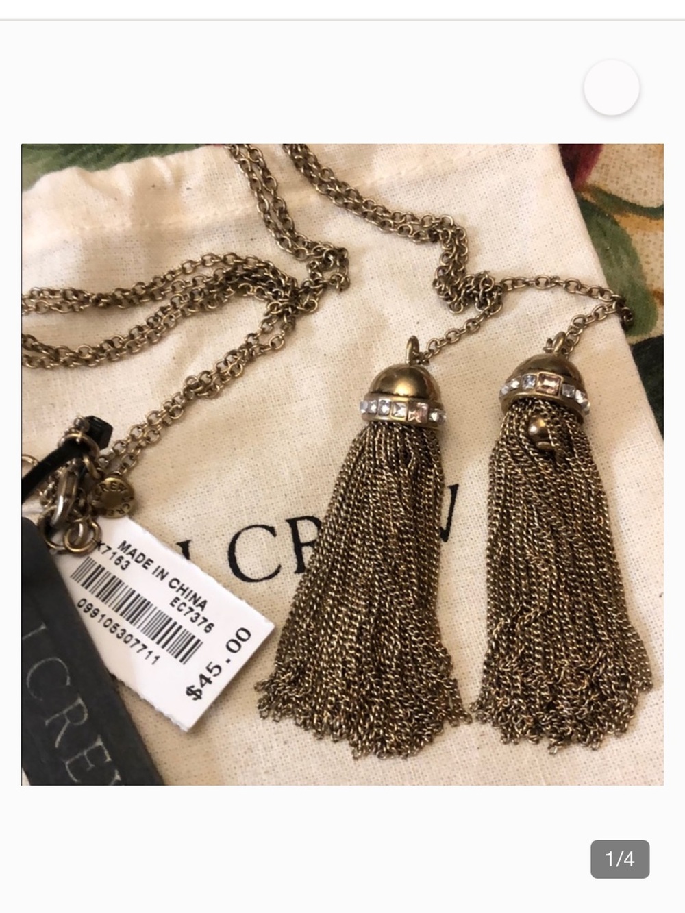 J. Crew Long Crystal Double Tassel Necklace